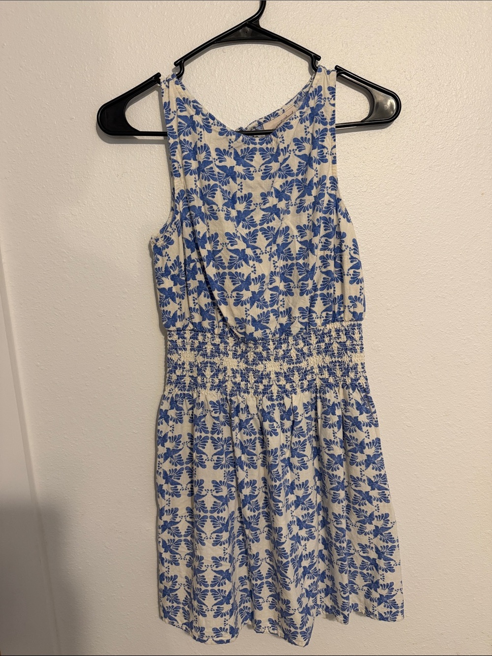 Universal Thread Blue and White Floral Smocked Mini Dress